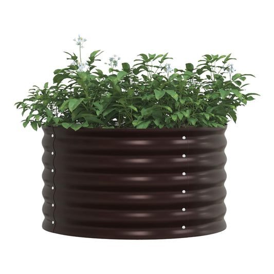 Raised Bed 80 x 80 x 44 cm Steel Height 44 cm Width 80 cm Brown