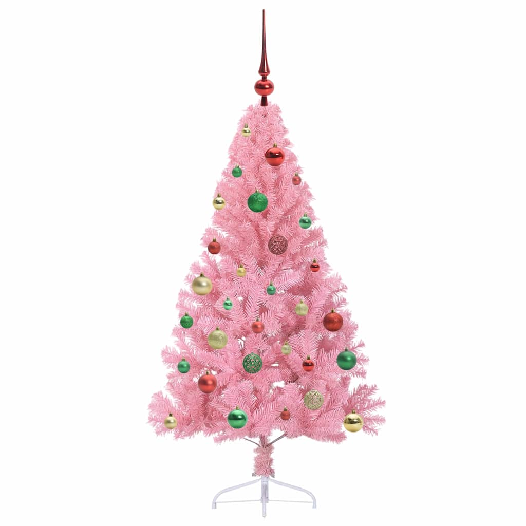 vidaXL Artificial Pre-lit Christmas Tree with 150 LEDs Pink 150 cm PVC 6