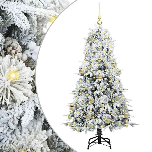 vidaXL Artificial Hinged Christmas Tree White 150 cm PE and PVC 2