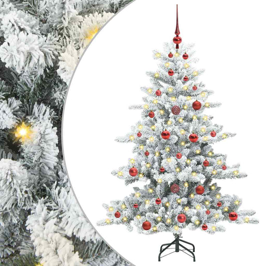vidaXL Artificial Hinged Christmas Tree White 150 cm PVC and Steel 2
