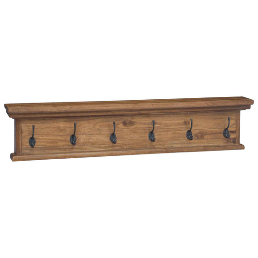 vidaXL Wall Mounted Coat Rack 100 x 10 x 20 cm Natural Solid Teak Wood 2