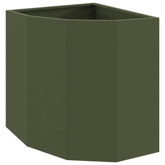 vidaXL Corner Planter Olive green 45 x 45 x 50 cm Steel 2