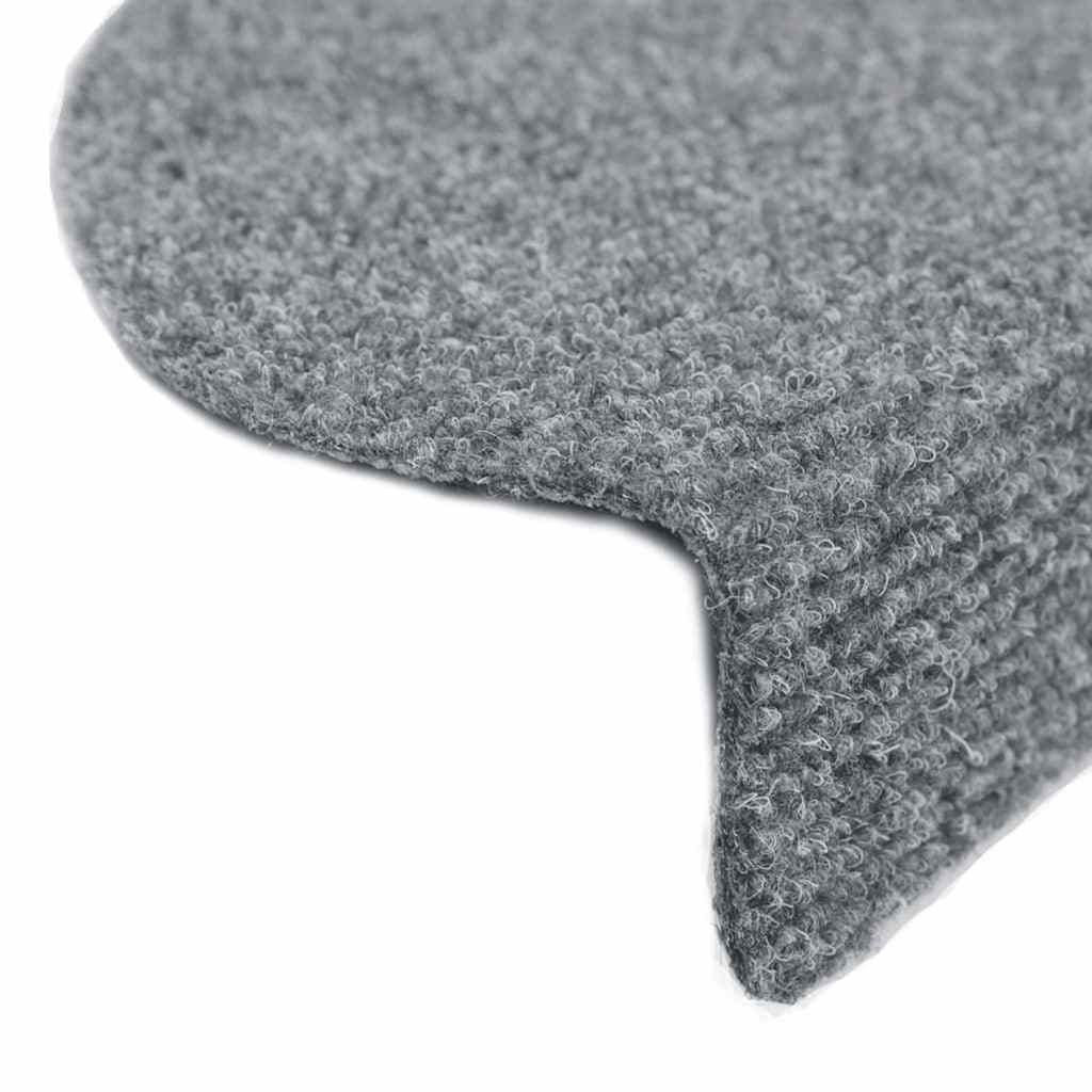 vidaXL Stair Mats Self-adhesive 20 pcs 56x17x3 cm Light Grey Half Round 6