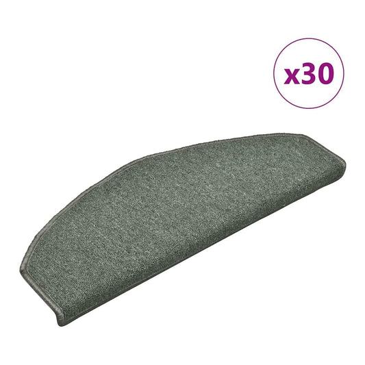 vidaXL Stair Mats 30 pcs 65x24x4 cm Dark Green Half Round Large 2