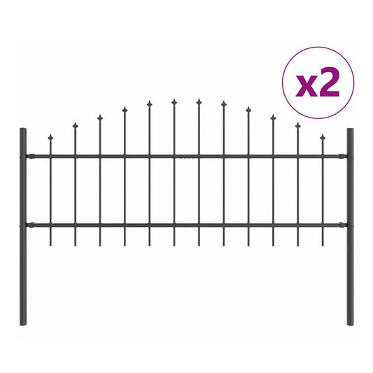 Garden Fence WOERDEN 170 x 115 cm Powder-Coated Steel Grey Height 50-75 cm 340 cm