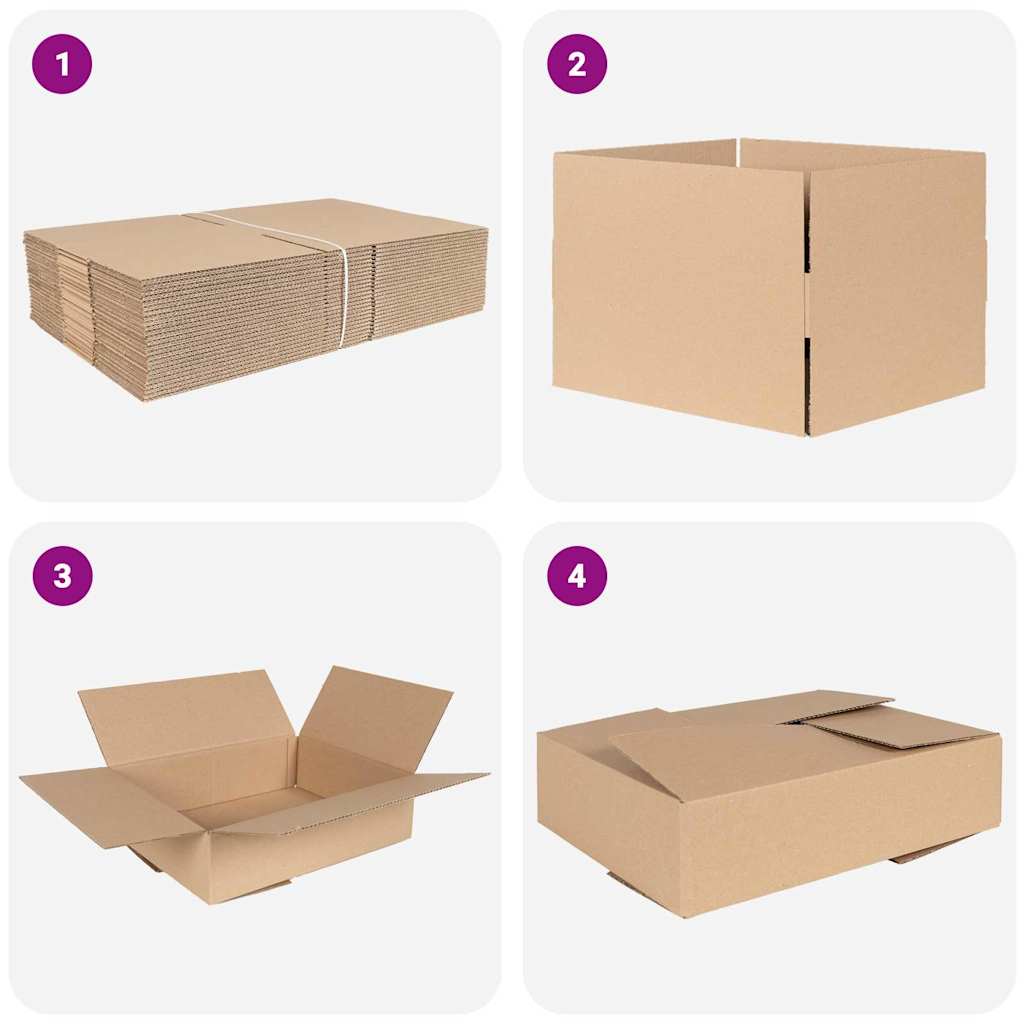 vidaXL Folding Box 50 pcs Natural 40 x 30 x 10 cm Cardboard 6