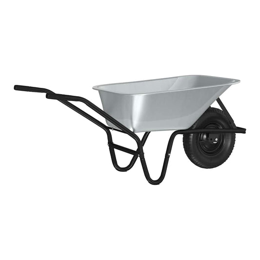 Wheelbarrow Silver and Black 100 L 150 kg Galvanized Steel Single wheel/deep tub