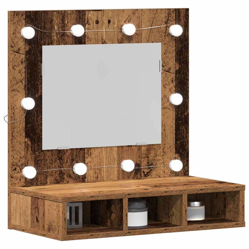 Mirror Cabinet with LED 60x31,5x62 cm Old wood