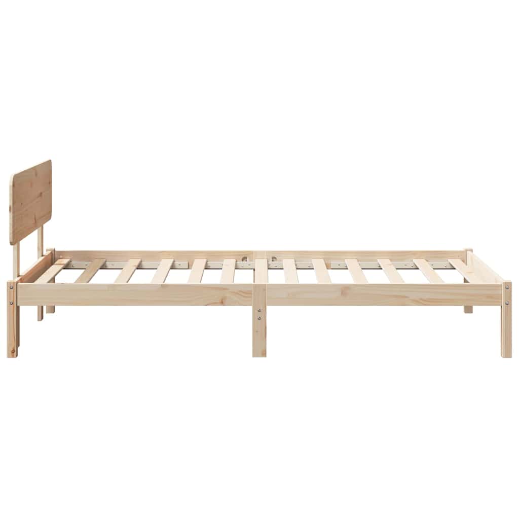 vidaXL Bed Frame with Headboard Natural 90 x 200 cm Solid Pine Wood 6