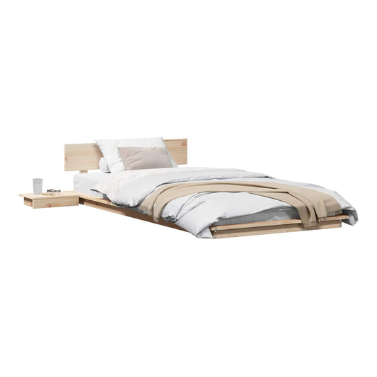 Bed Frame Brown Wood Length 200 cm Natural 90 cm