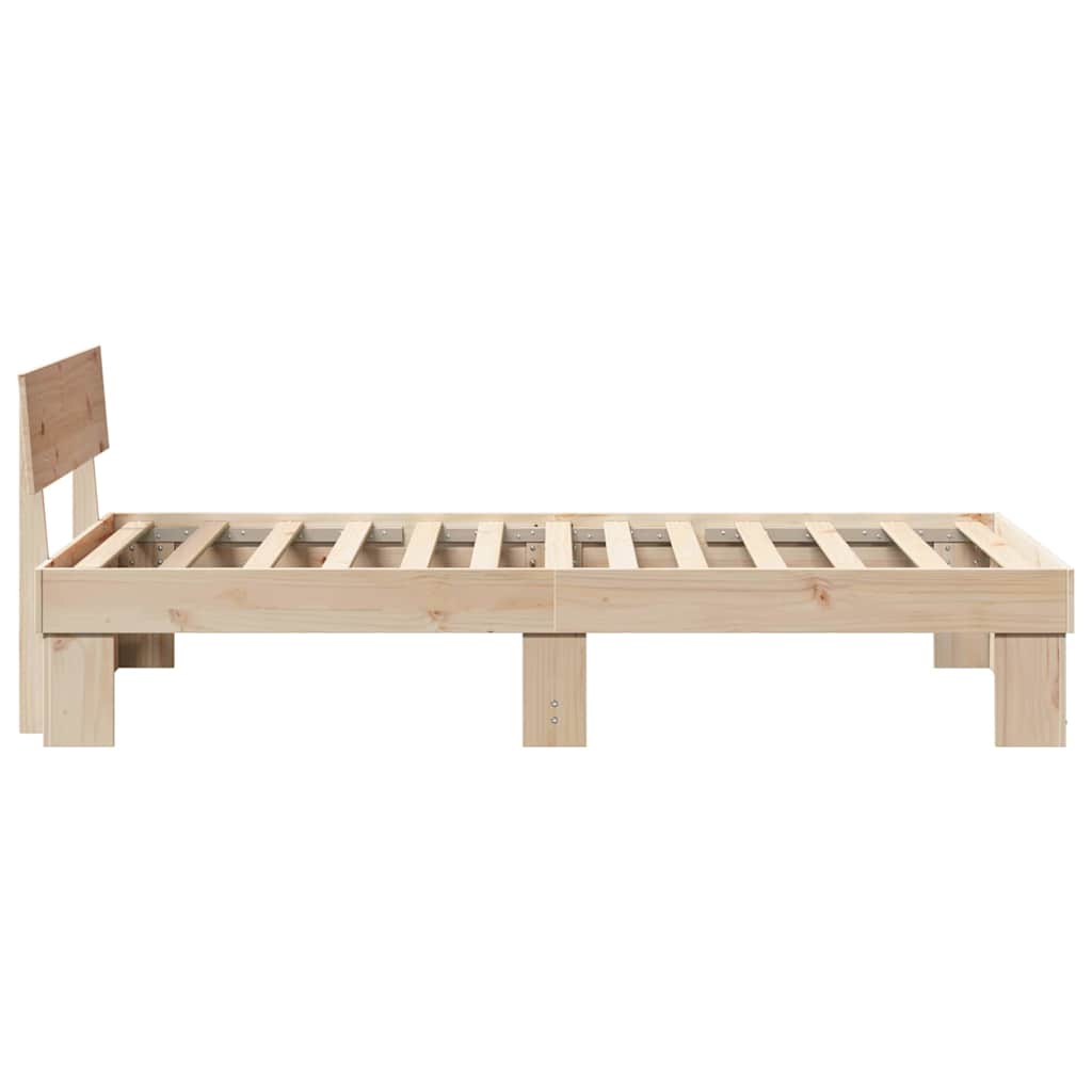 vidaXL Bed Frame with Headboard Natural 90 x 190 cm Solid Pine Wood 6
