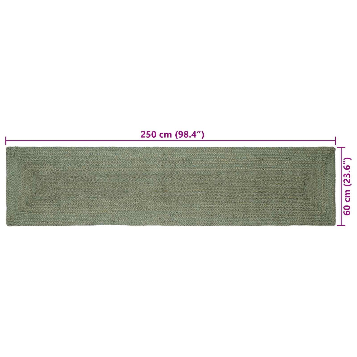 vidaXL Area Rug Olive Green 60 x 250 cm Jute 6