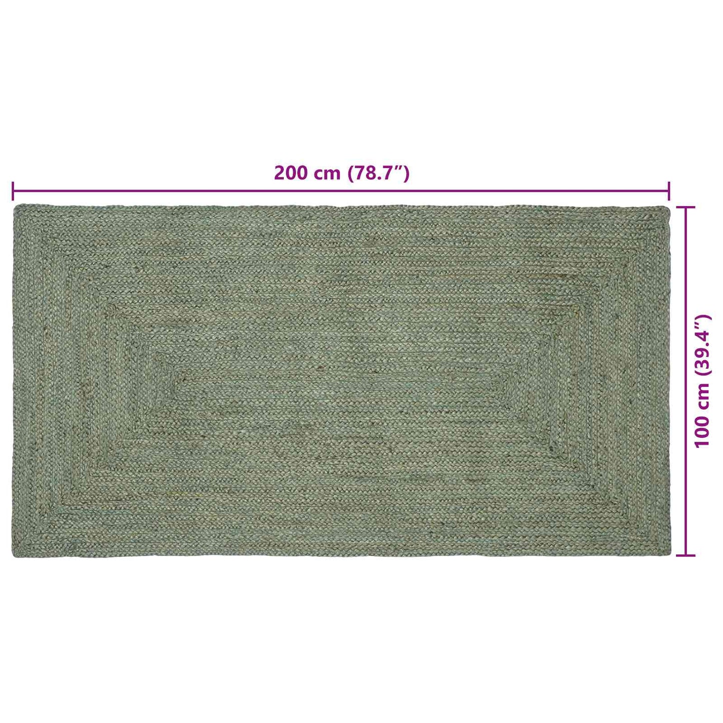 vidaXL Area Rug Olive Green 100 x 200 cm Jute 6