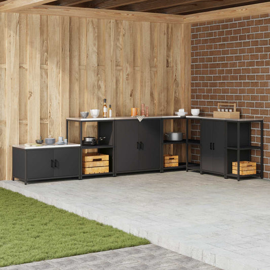 HATTEM Steel Kitchen Storage Cabinet Black 90 cm 53 cm