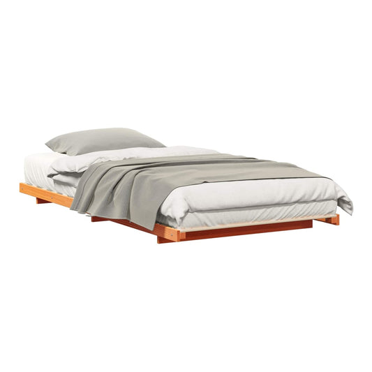 Bed Frame Solid Pine Wood Wax brown Length