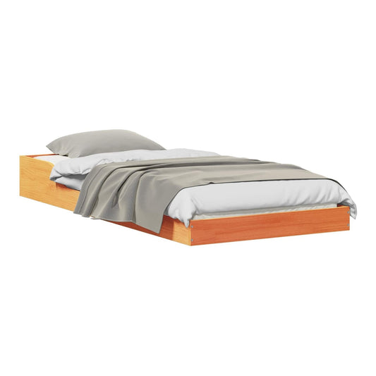 Bed Frame Solid Pine Wood Wax Brown Length 200 cm 80 cm