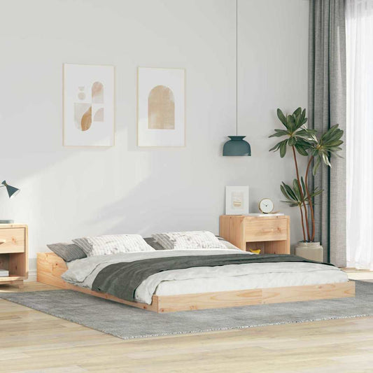 Bed Frame Brown Solid Pine Wood Natural Length