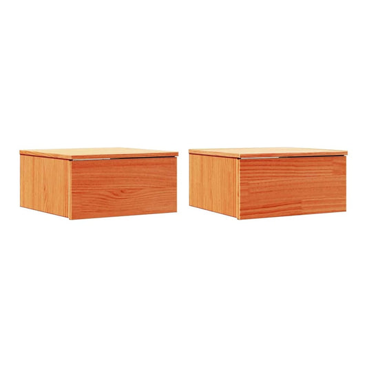 Bedside Table 37 x 35 x 18.5 cm Solid pine wood Wax brown