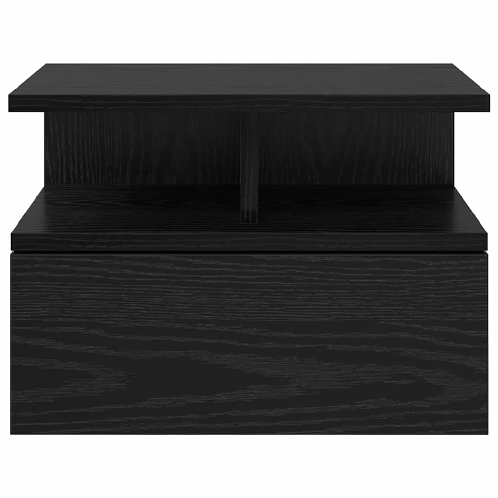 vidaXL Floating Nightstand 2 pcs Black Oak 40 x 31 x 28 cm 6