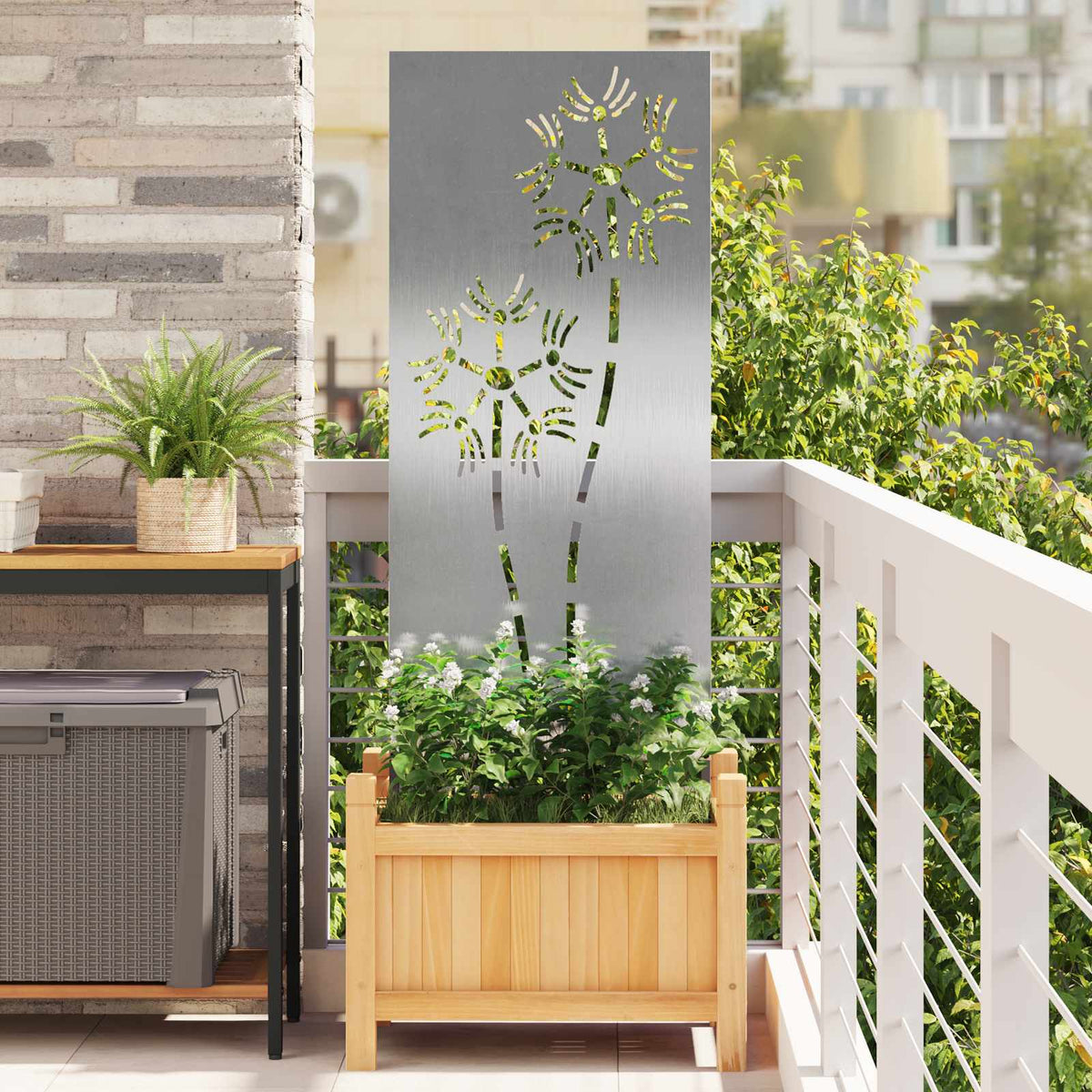vidaXL Garden Privacy Screen Silver 50 x 140 cm Stainless Steel