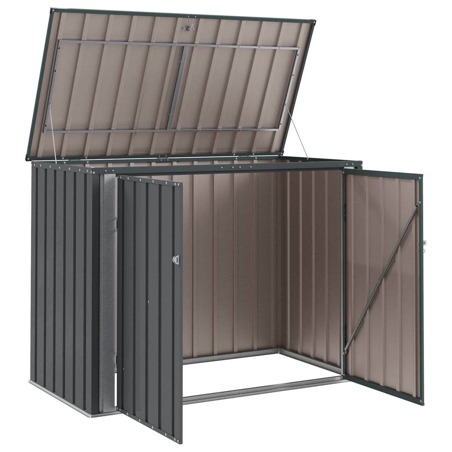 vidaXL Garden Storage Box Black 151.5 x 82 x 110.5 cm Steel 6