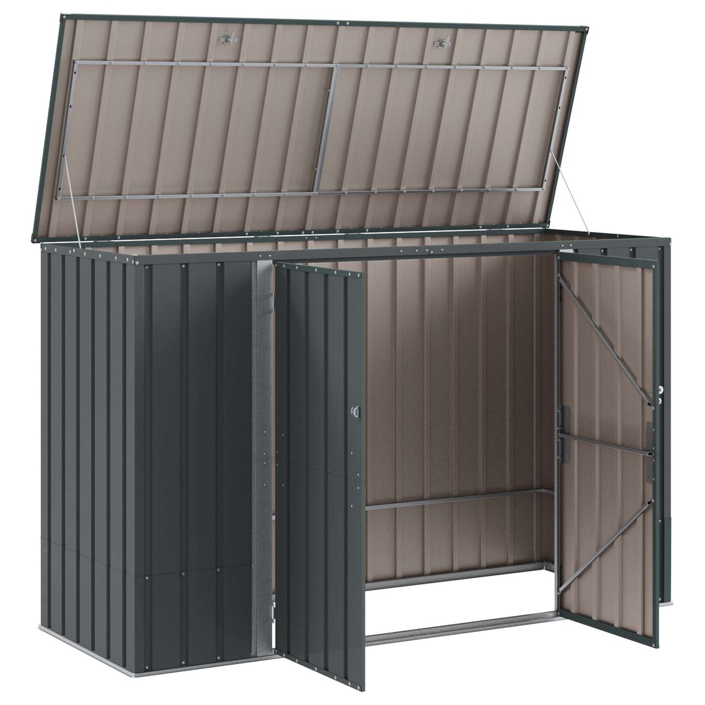 vidaXL Garden Storage Box Black 214 x 82 x 132 cm Steel 6