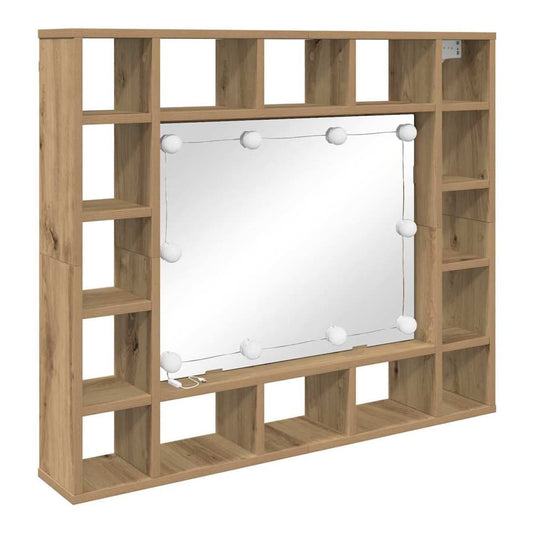 Mirror Cabinet with LED 91x15x76,5 cm Artisan oak
