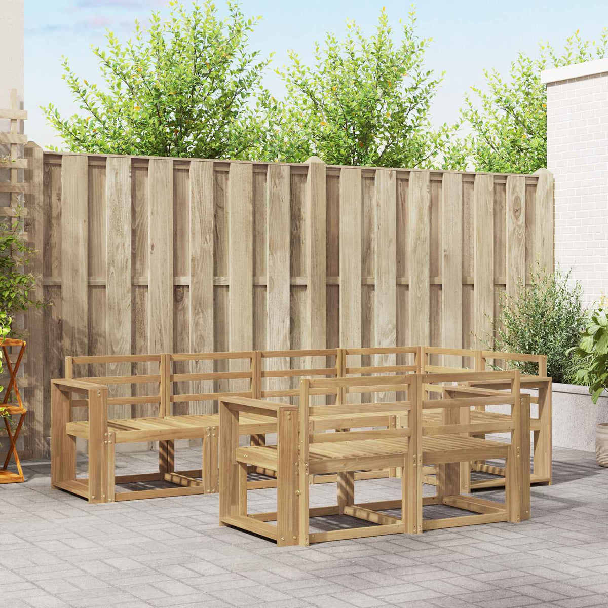 Outdoor Sofa Set 7 pcs 7-Seaters White Solid Acacia Wood Wide flat