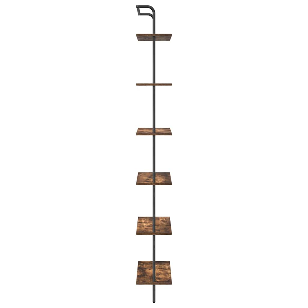 vidaXL Bookshelf 6-Tier 60 x 24 x 203 cm Engineered wood Smoked Oak 6