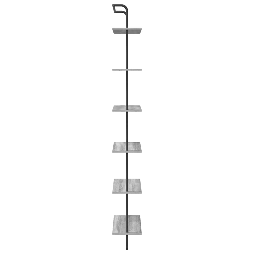 vidaXL Bookshelf 6-Tier 60 x 24 x 203 cm Engineered wood Grey Sonoma 6