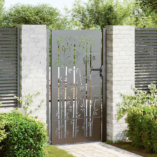 Garden Gate Corten Steel Bamboo Design Black