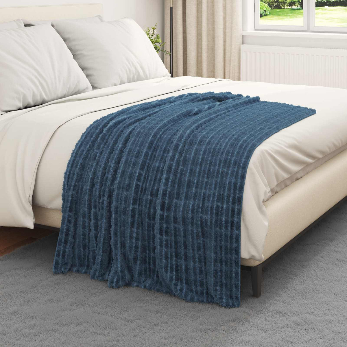 Throw Blankets 150 x 130 cm 2.75 kg Fleece 6 Width 130 cm Navy blue