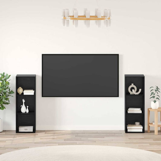 2 Piece TV Cabinet Set 107x35x37 cm Engineered Wood Black oak