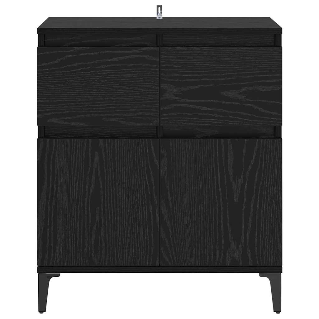 vidaXL Sideboard Black Oak 60 x 35 x 70 cm Engineered Wood and Iron 6