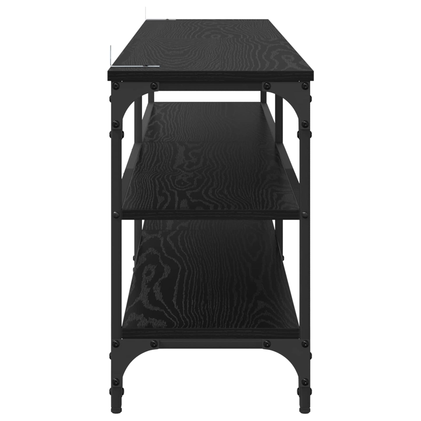 vidaXL TV Cabinet 160 x 30 x 50 cm Black Oak Engineered Wood and Iron 6