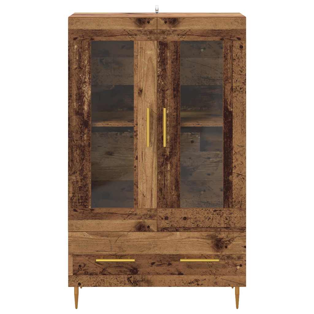 vidaXL Highboard Old Wood 69.5 x 31 x 115 cm Engineered Wood and Glass 6