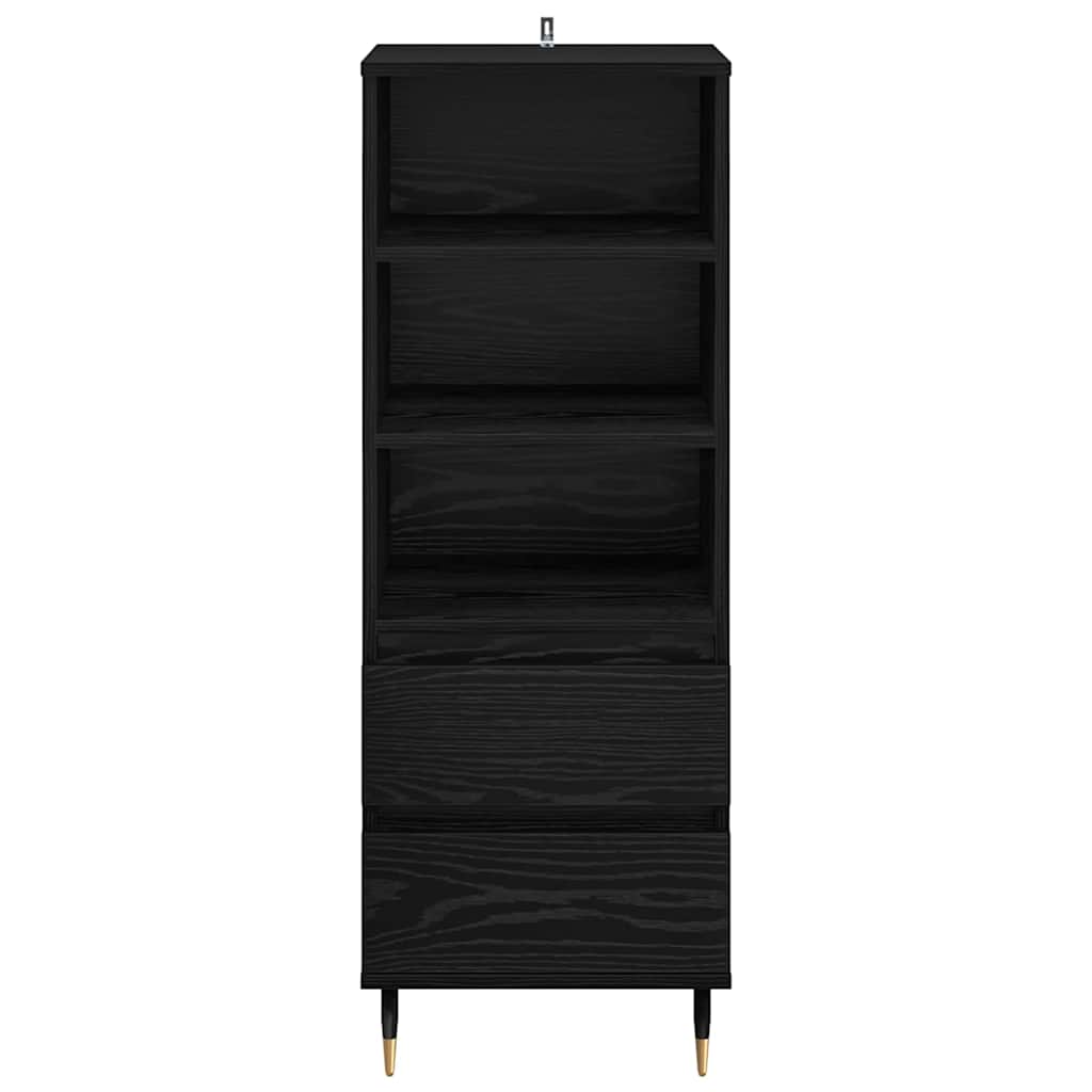 vidaXL Highboard Black Oak 40 x 36 x 110 cm Engineered Wood 6