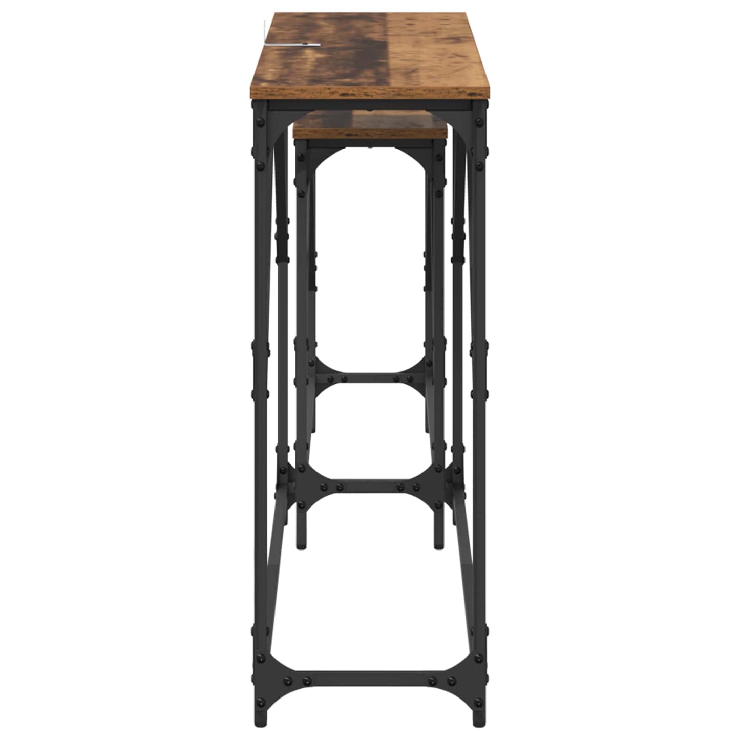 vidaXL Console Table 2 pcs Old Wood 100 x 28 x 75 cm Engineered Wood 6