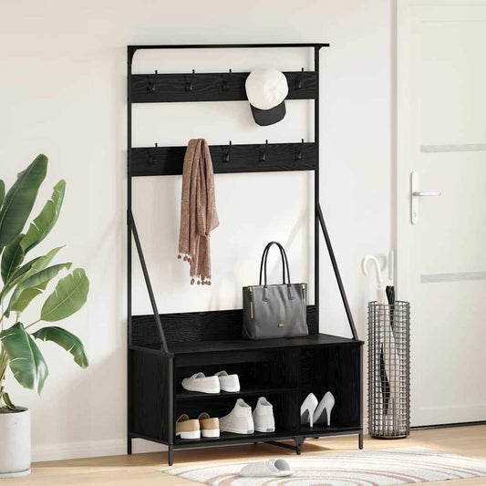 Clothes Rack with Shoe Storage 100x41x184 cm Black oak
