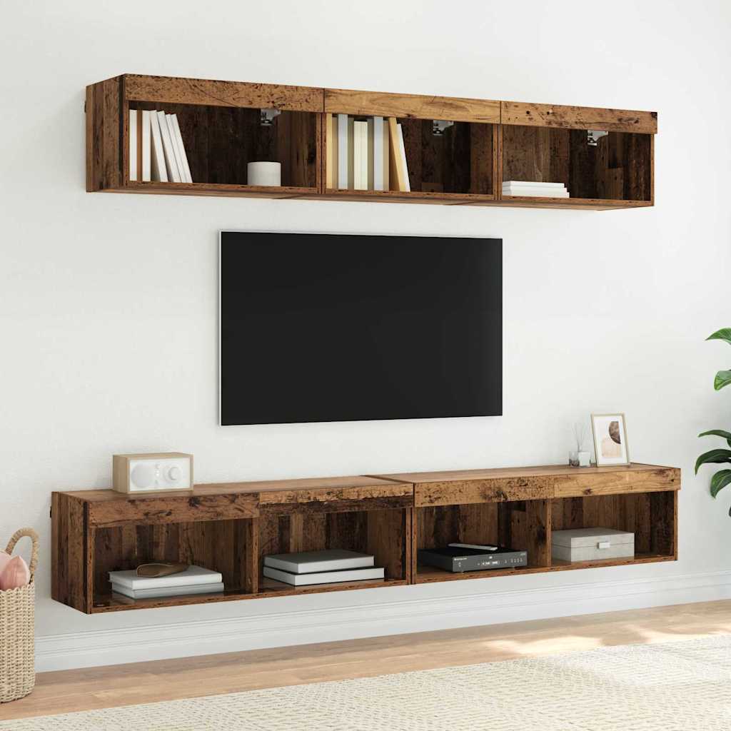vidaXL TV Cabinet Set 2 pcs Old Wood Engineered Wood 6