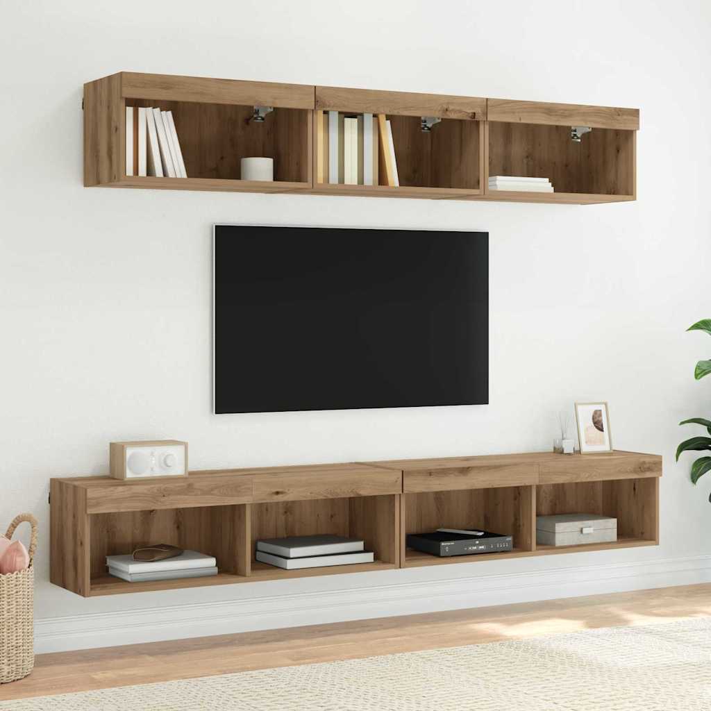 vidaXL TV Cabinet Set 2 pcs Artisan Oak Engineered Wood 6