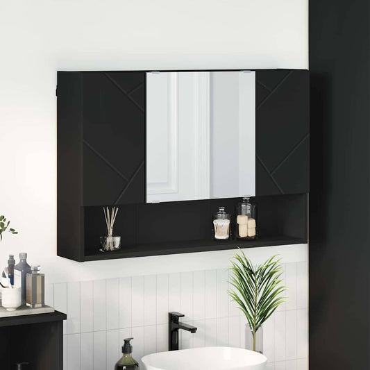 Mirror Cabinet 80 x 17 x 55 cm Engineered Wood Black