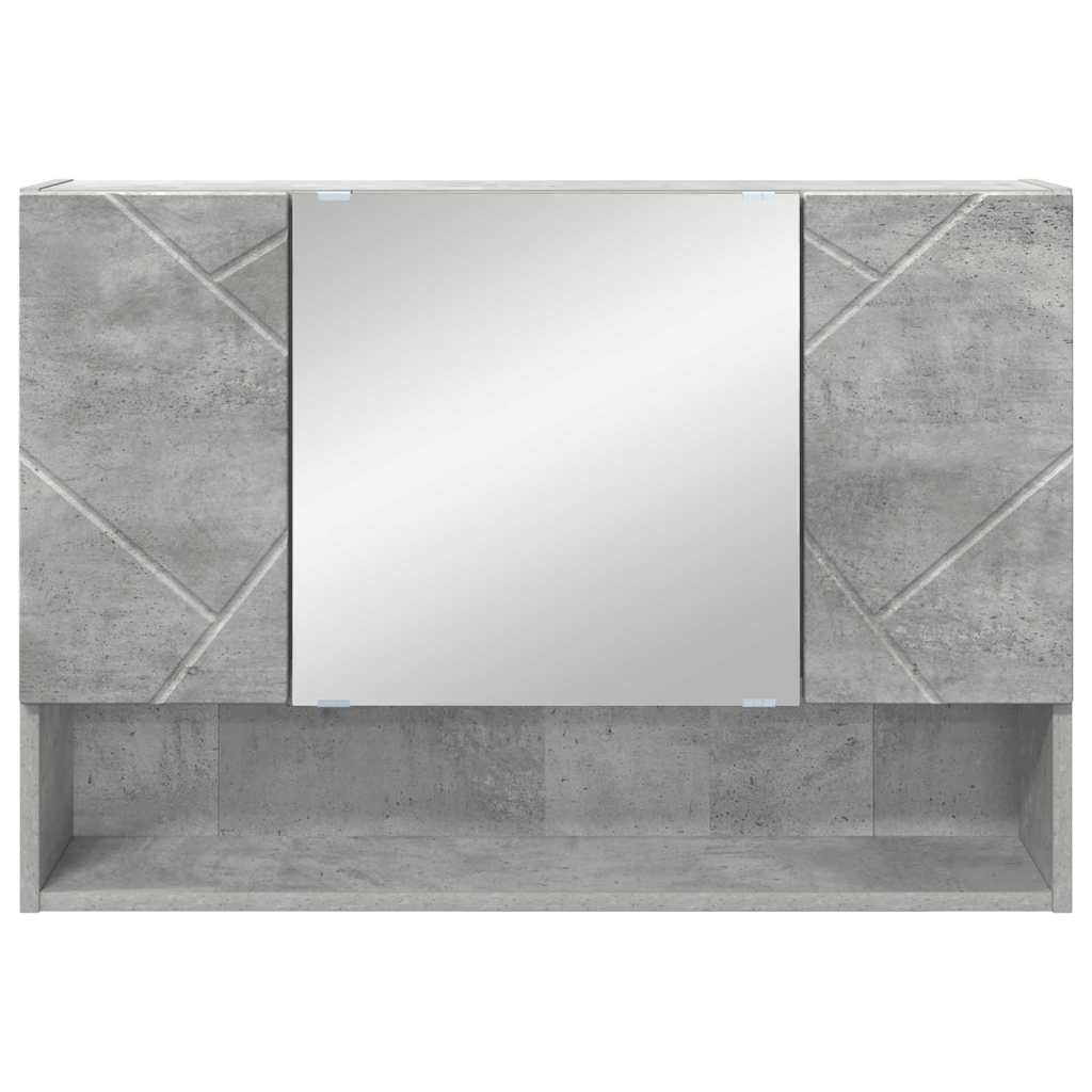 vidaXL Mirror Cabinet Concrete Grey 80 x 17 x 55 cm Engineered Wood 6