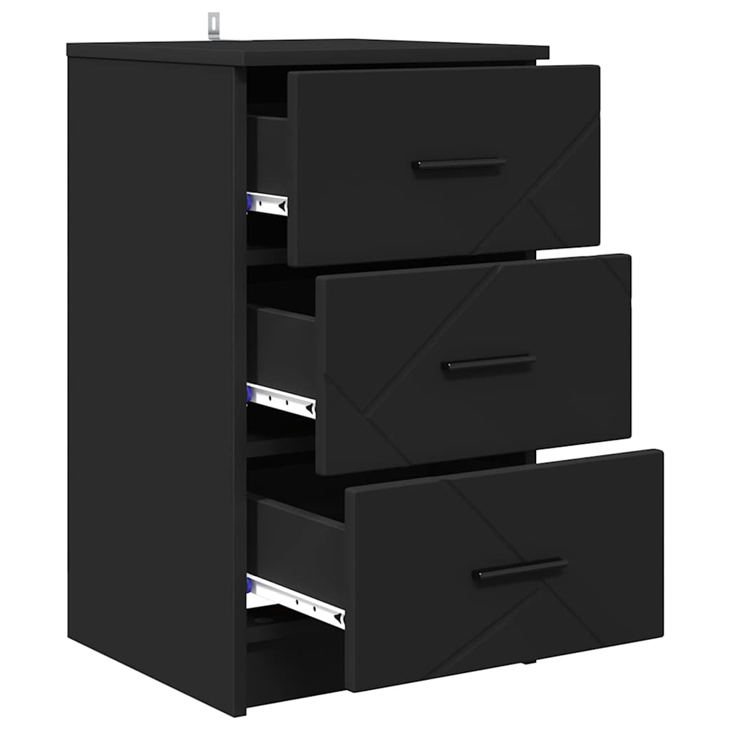 vidaXL Bedside Cabinet Black 38 x 38 x 66 cm Engineered wood 6