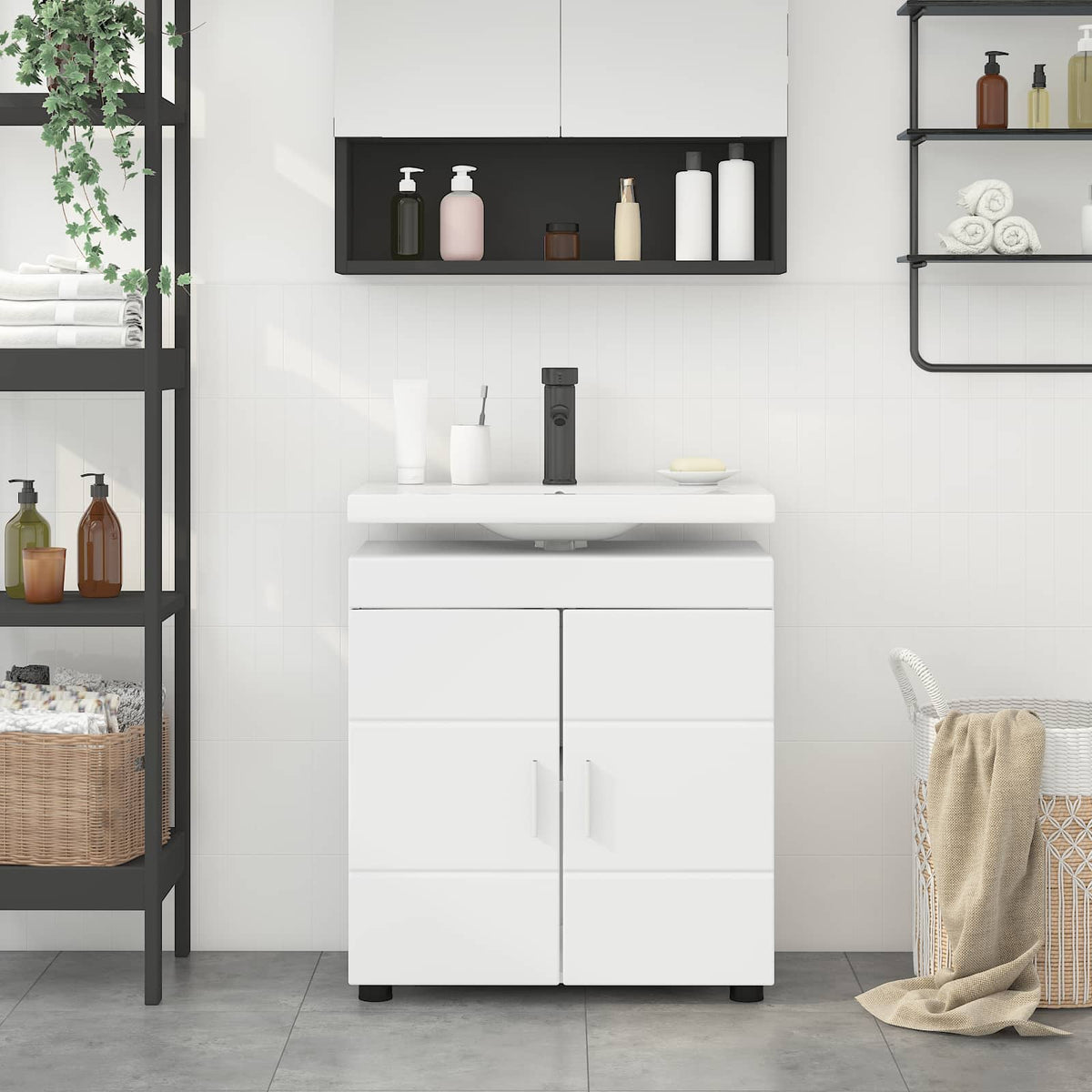 vidaXL Bathroom Cabinet Set TULUM 60 x 34 x 63 cm Basin Cabinet