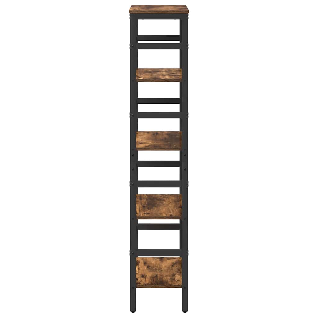 vidaXL Bookshelf 4-Tier 40 x 29.5 x 149 cm Engineered Wood Smoked Oak 6