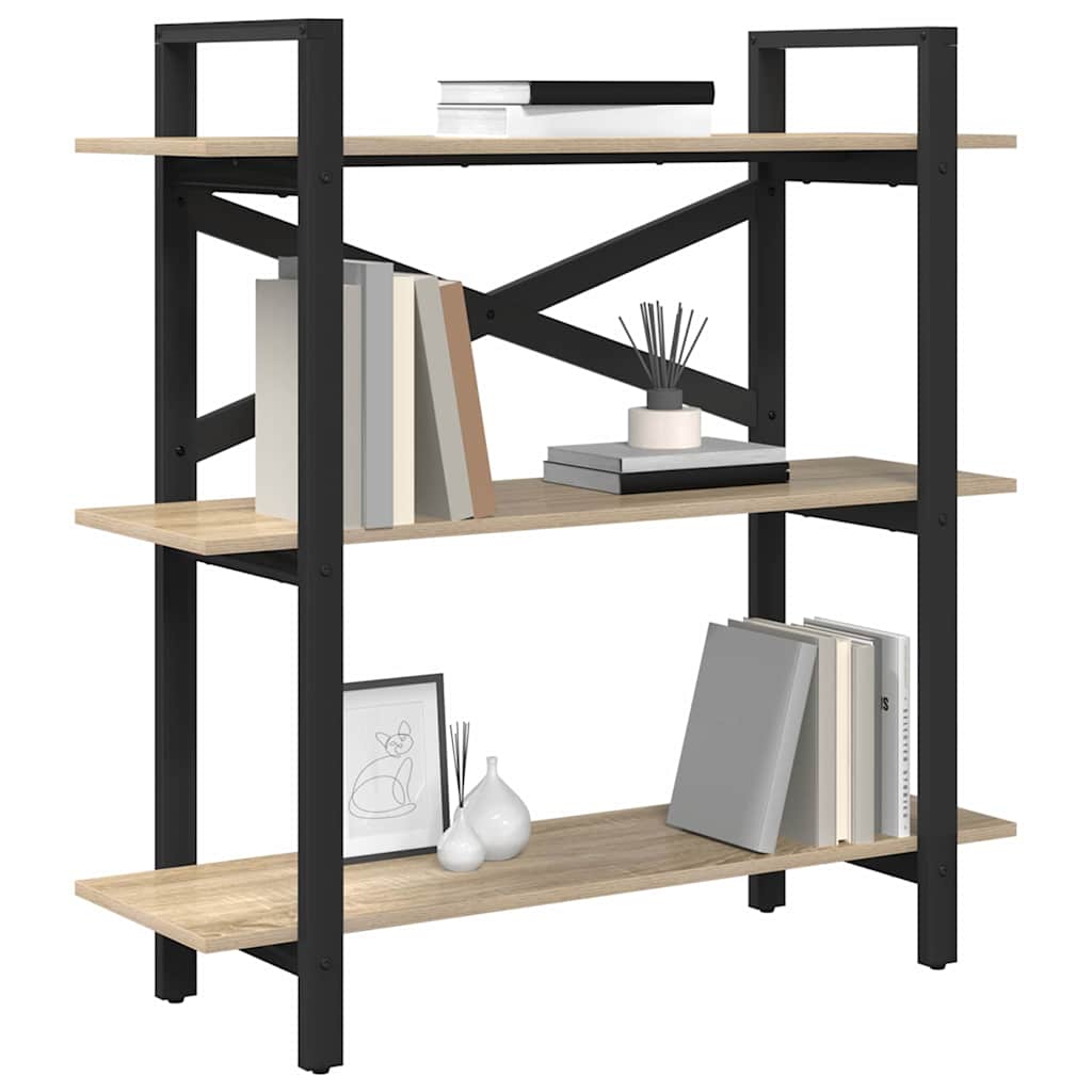 Bookshelf 3-Tier Engineered Wood 100 x 33.5 x 102 cm Sonoma oak