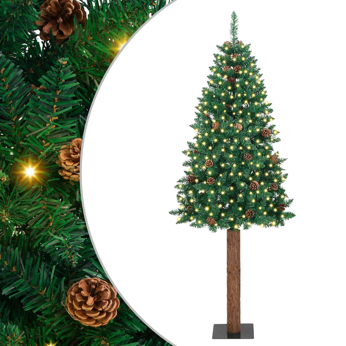 Slim Christmas Tree PVC Solid Pine wood Green without baubles