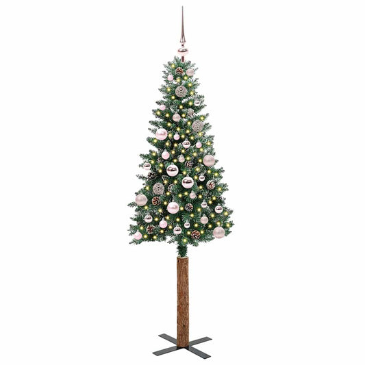 vidaXL Slim Christmas Tree Green 150 cm PVC and Solid Pine wood 2