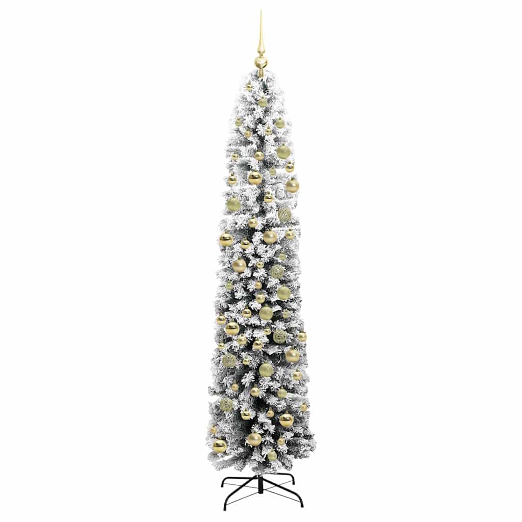 vidaXL Artificial Christmas Tree Green and White 210 cm 4
